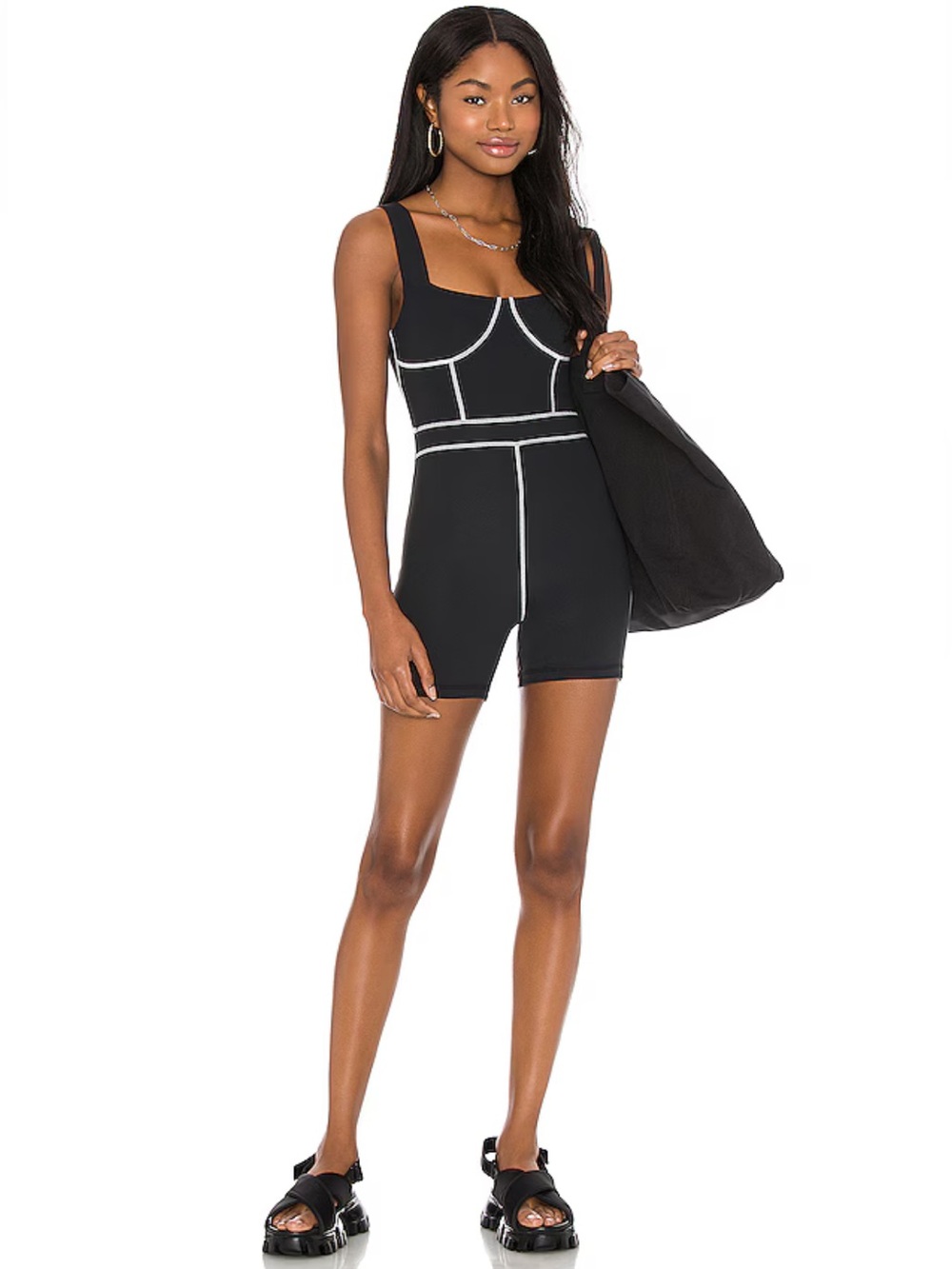 We Wore What Woman’s Corset Bodysuit Romper Black/White‎ Sz Medium